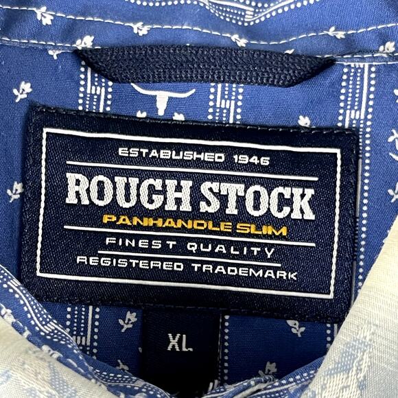 Rough Stock Panhandle Slim Western Shirt Mens XL Snap Button Sawtooth Longhorn - Picture 8 of 16